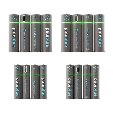 Pale Blue Oppladbare batteri - Kit med 8xAA og 8xAAA